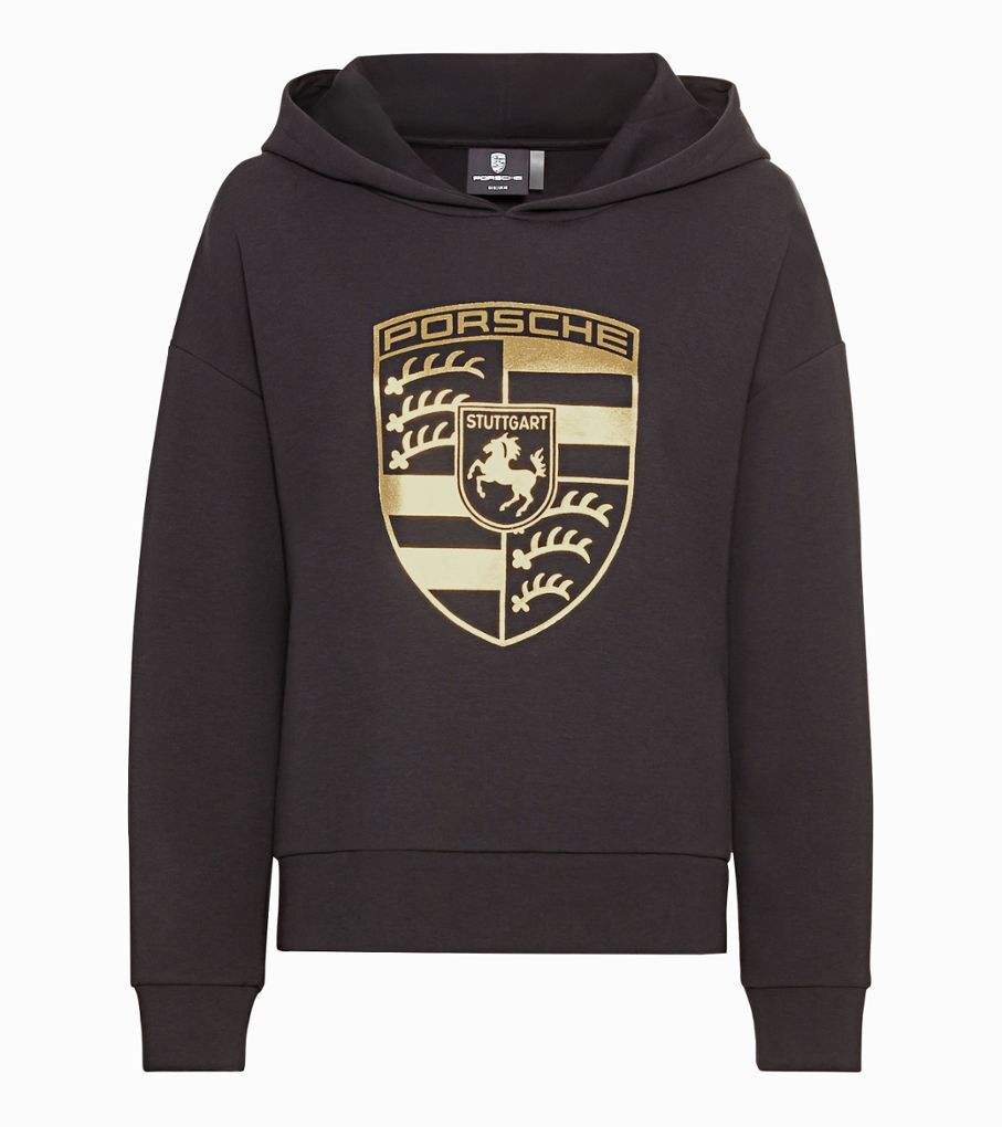 Porsche Damen Hoody, Gr.L, schwarz/gold