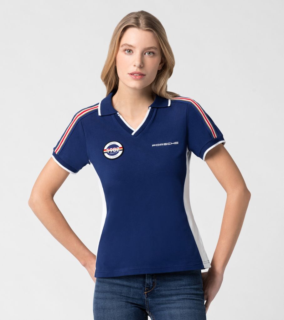 Porsche Damen Polo-Shirt Racing, Gr. XXL blau-weiss