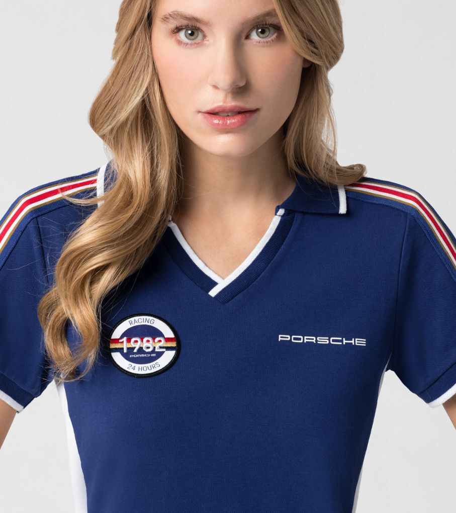 Porsche Damen Polo-Shirt Racing, Gr. XXL blau-weiss