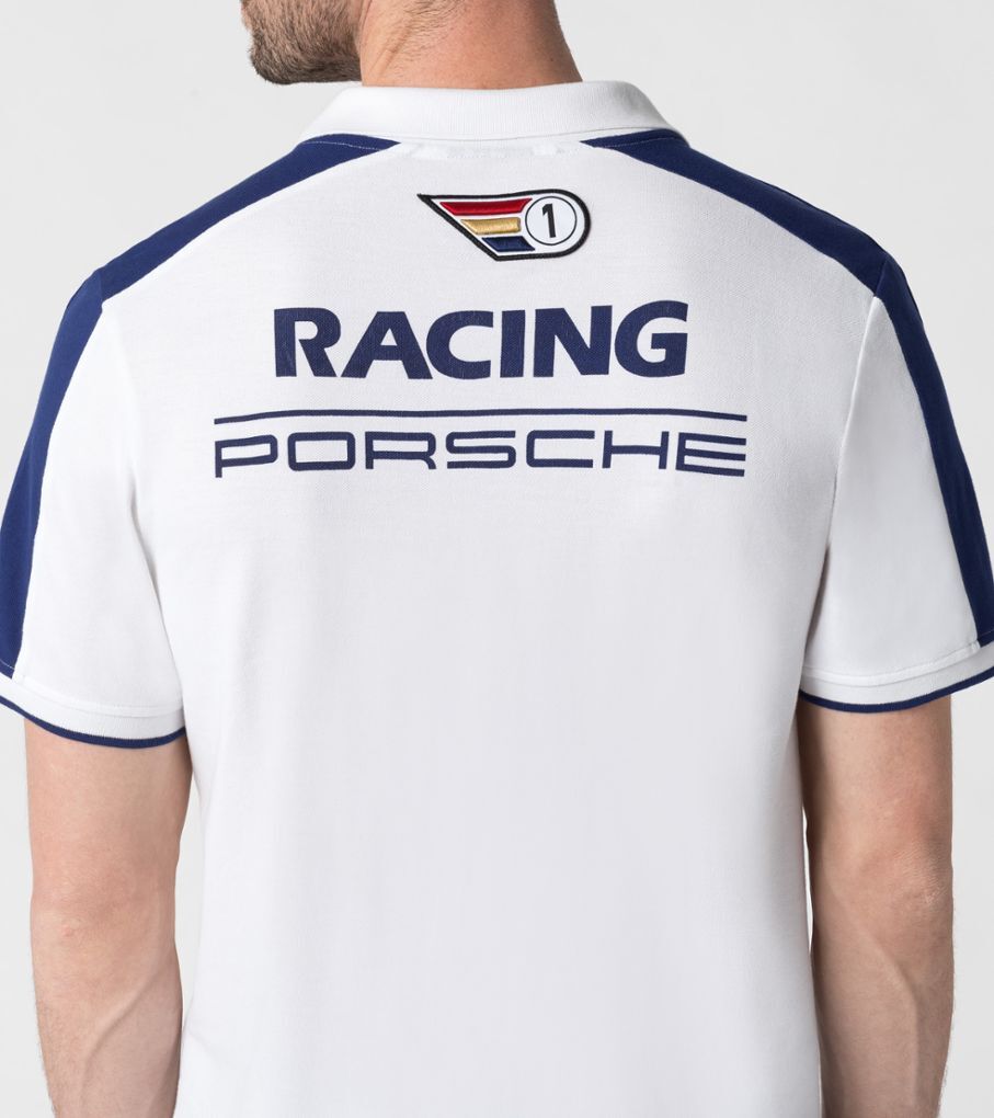 Porsche Herren Racing Polo-Shirt, Gr. XXL, weiss-blau