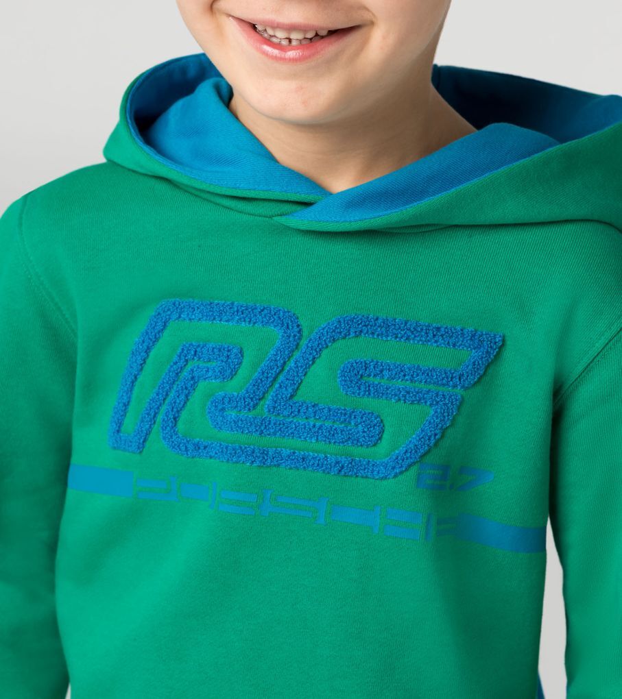 Porsche RS 2.7 Kinder Kapuzenpullover Gr. 134/140 in Grün/Blau