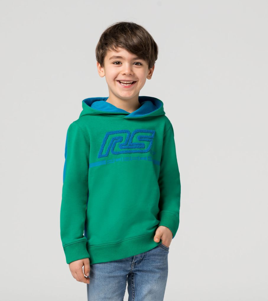 Porsche RS 2.7 Kinder Kapuzenpullover Gr. 98/104 in Grün/Blau