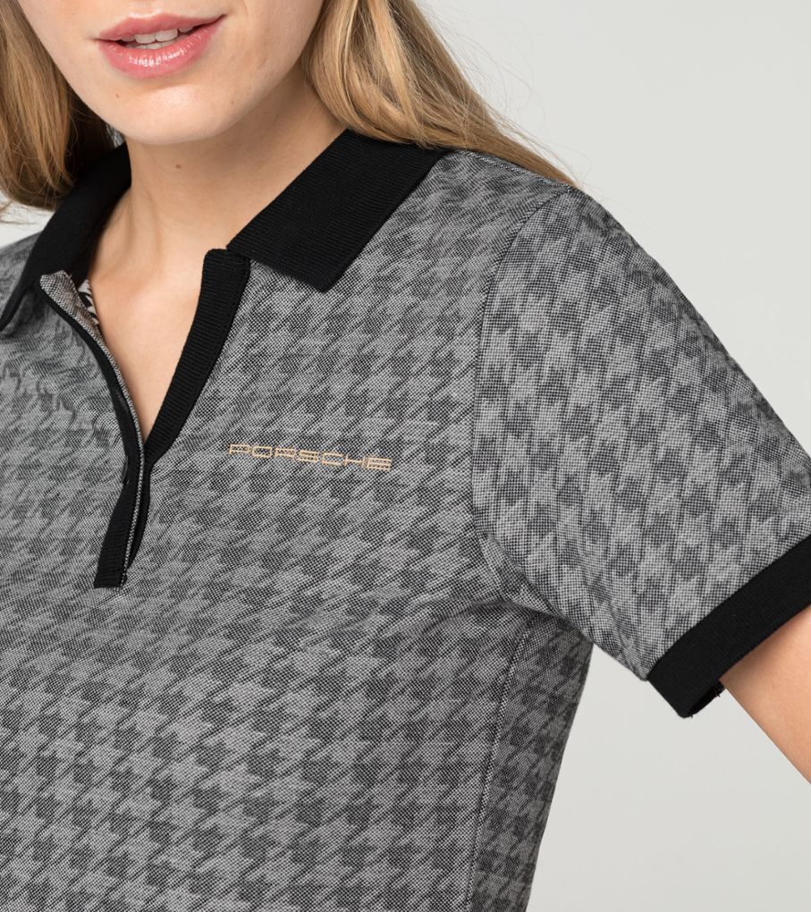 Porsche Damen Heritage Polo-Shirt, Gr. XS in Schwarz/Grau