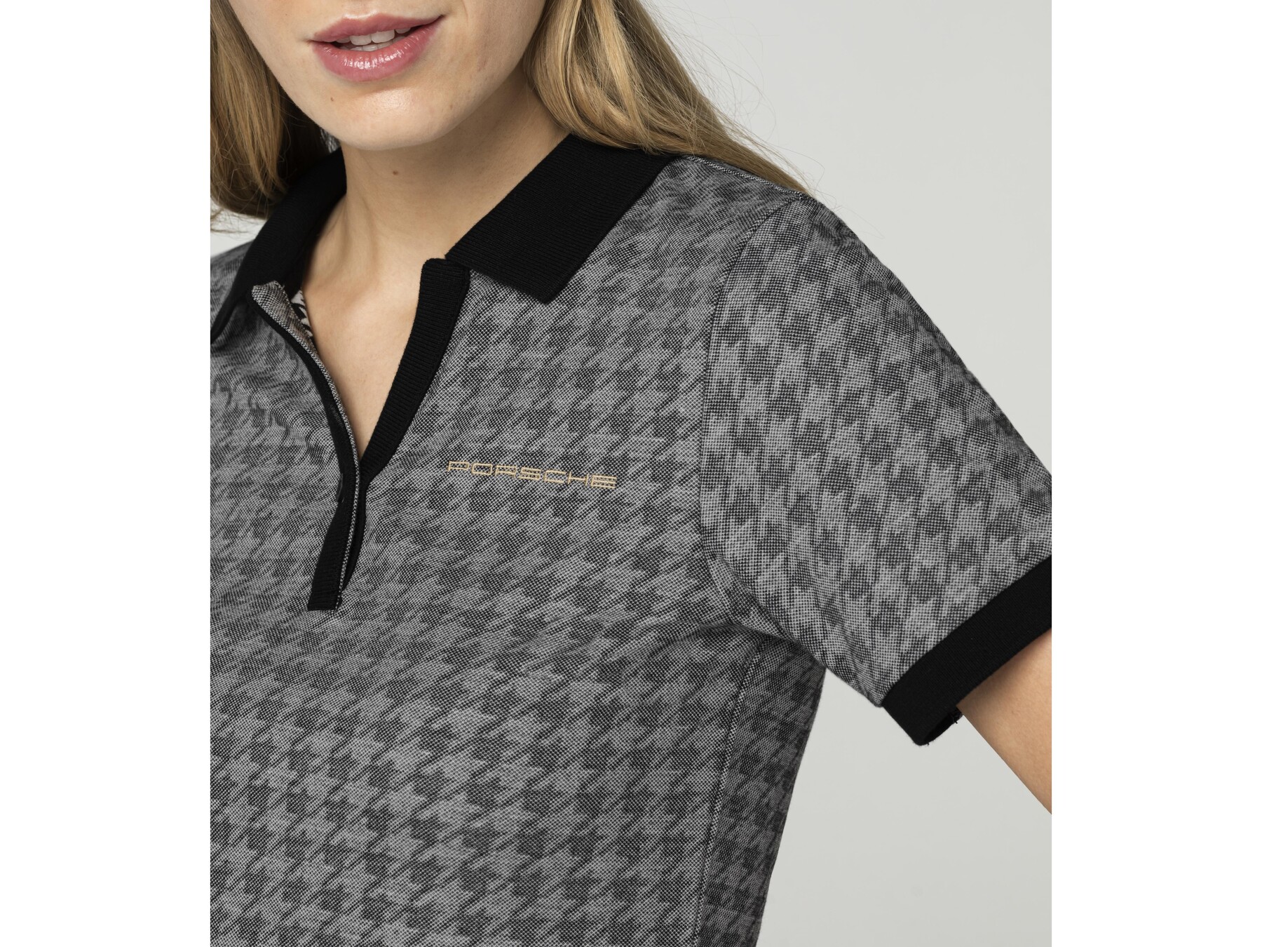 Porsche Damen Heritage Polo-Shirt, Gr. S in Schwarz/Grau