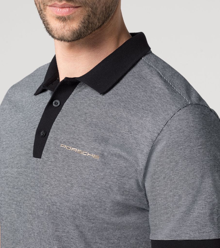 Porsche Herren Heritage Polo-Shirt, Gr. M in Schwarz/Grau