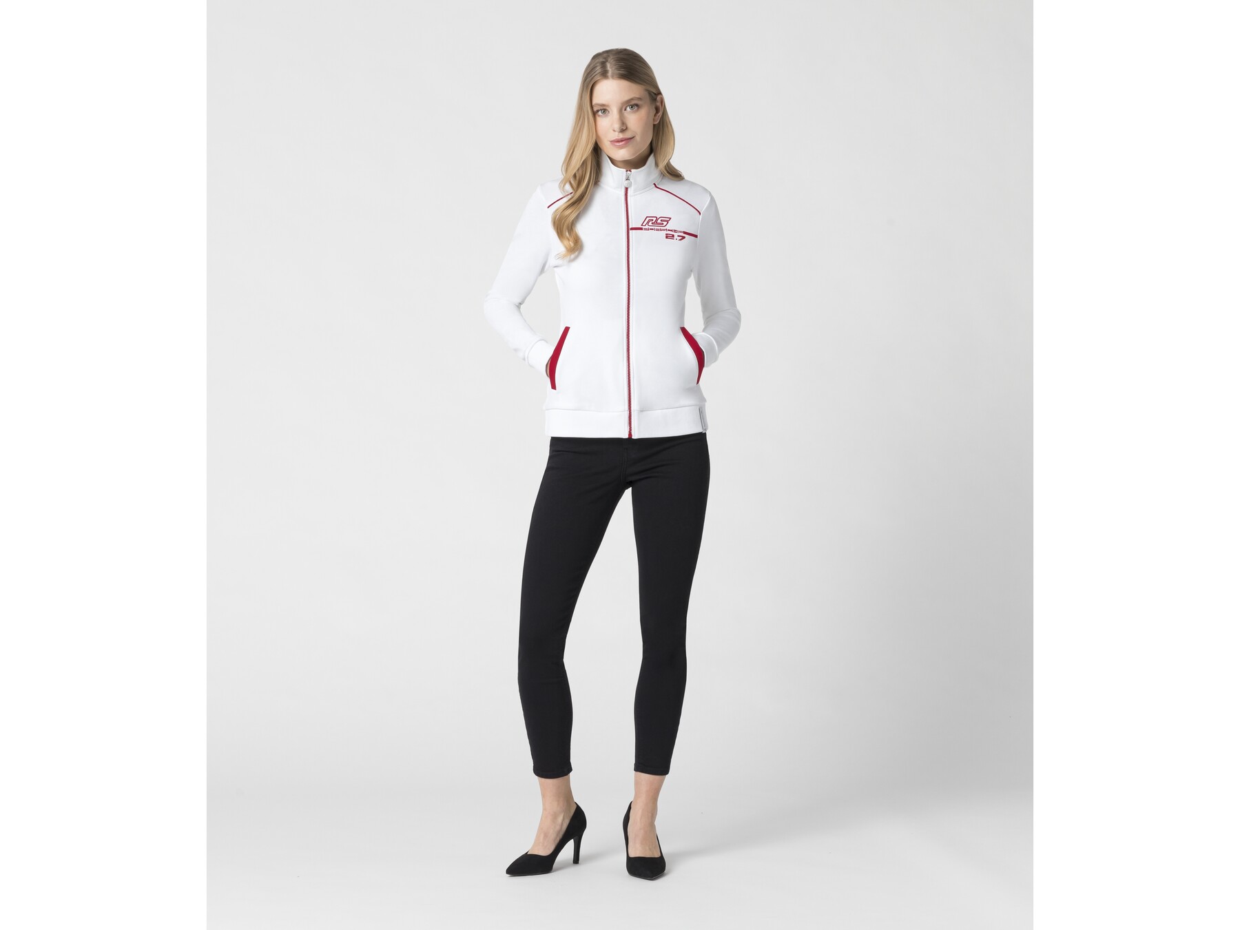 Porsche Damen RS 2.7 Trainingsjacke, Gr. L, weiss-rot