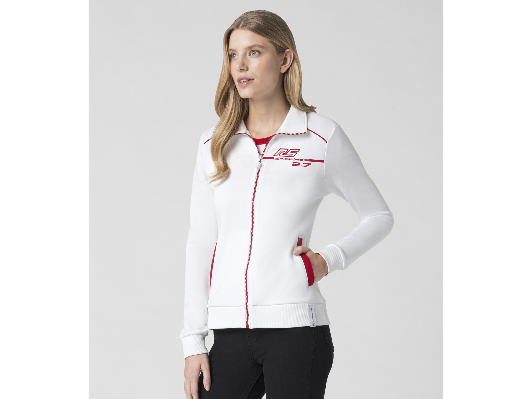 Porsche Damen RS 2.7 Trainingsjacke, Gr. XS, weiss-rot
