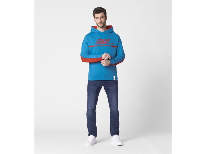 Porsche Herren RS 2.7 Kapuzenpullover, Gr. S, blau-orange
