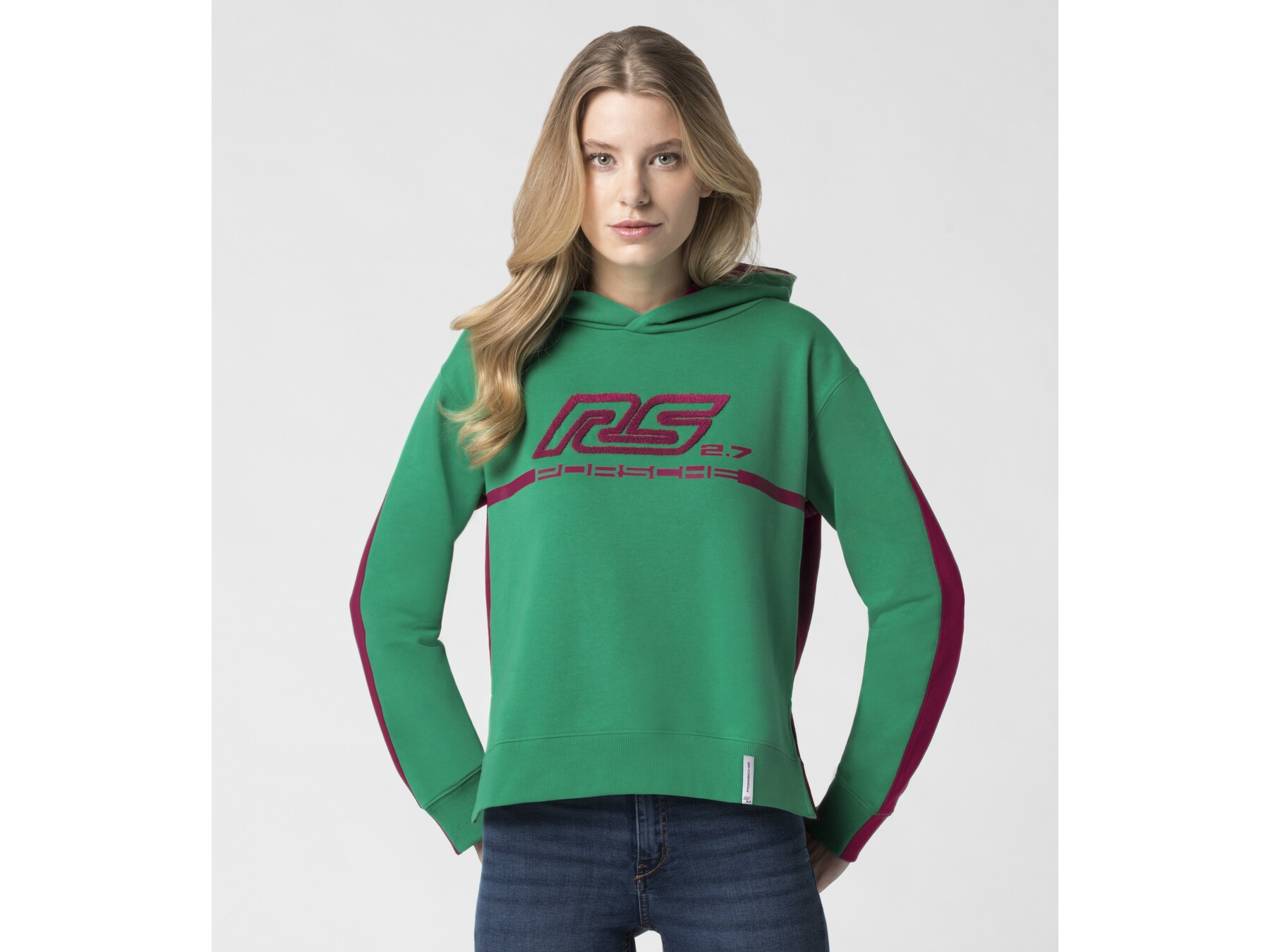 Porsche Damen RS 2.7 Kapuzenpullover, Gr. L, grün-rot