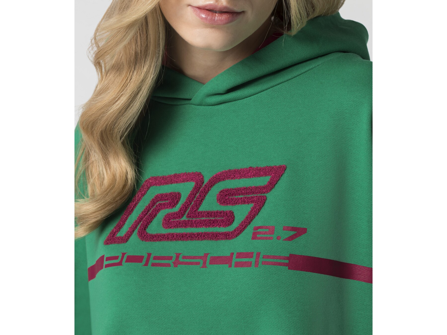 Porsche Damen RS 2.7 Kapuzenpullover, Gr. L, grün-rot