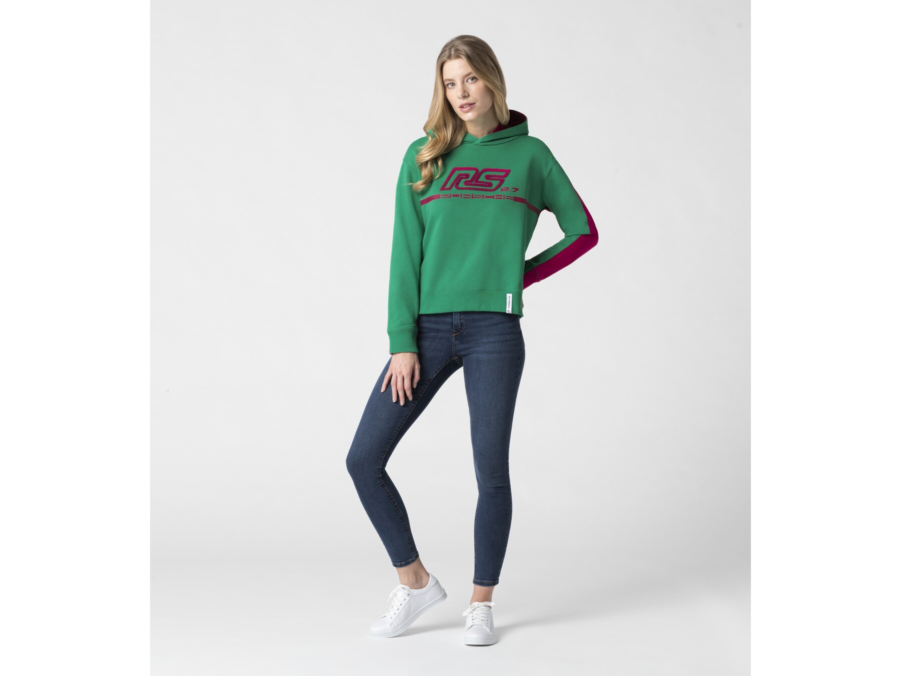 Porsche Damen RS 2.7 Kapuzenpullover, Gr. XS, grün-rot