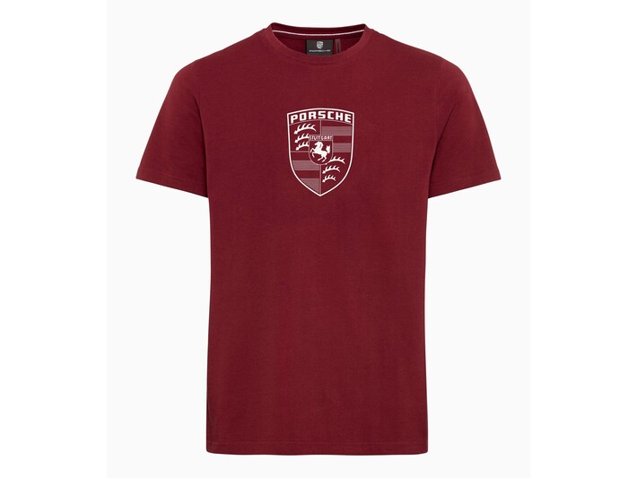 Porsche Herren T-Shirt Crest Gr. S, in Bordeauxrot