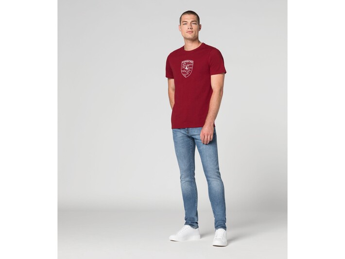 Porsche Herren T-Shirt Crest Gr. S, in Bordeauxrot