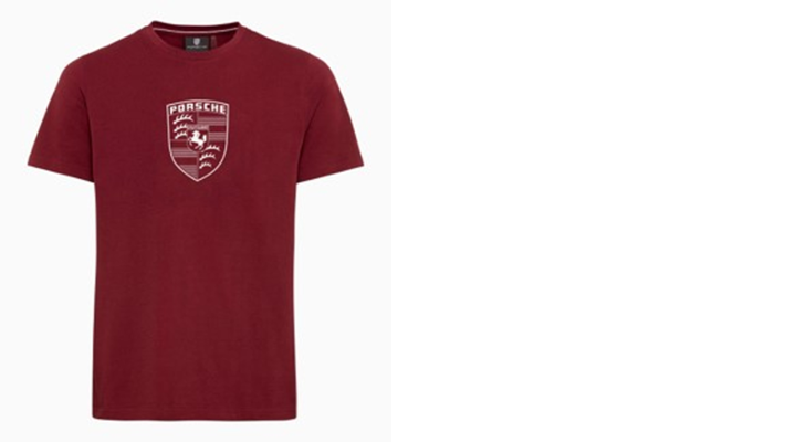 Porsche Herren T-Shirt Crest Gr. S, in Bordeauxrot