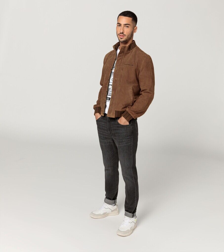 Porsche Herren Lederjacke 60 Jahre 911 Gr. M, in Cognac