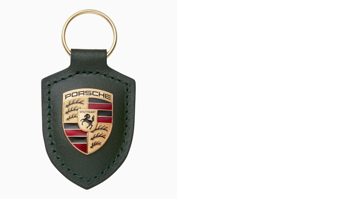 Porsche Wappen Schlüsselanhänger in Oakgrün