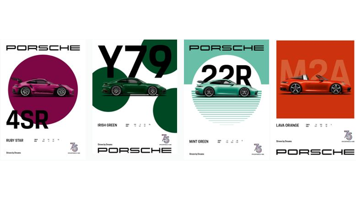 Porsche 75Y Poster Set, 4-teilig