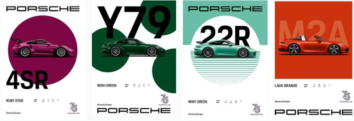 Porsche 75Y Poster Set, 4-teilig